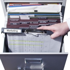 Officemate 83040 Landscape Klip & File, 1" Capacity, Holds 8 1/2 x 11, Plastic, Charcoal (83040)