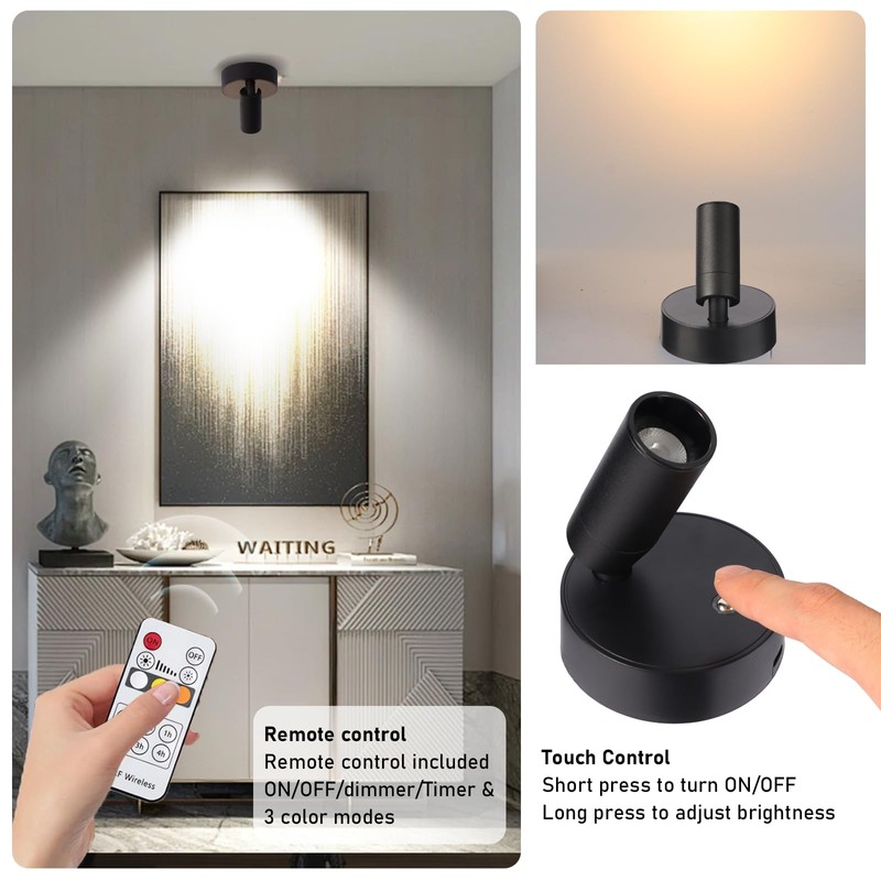 VIGMOJ Wireless LED Spotlight, Rechargeable Floor Uplighting Indoor, Battery Operated