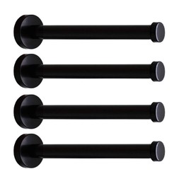 NELXULAS Classic Black Stainless Steel Heavy Duty Wall Mount Hooks, Bath Towel Hooks, Coat Hanger, Handbag Hooks, 4 in Pack (8")