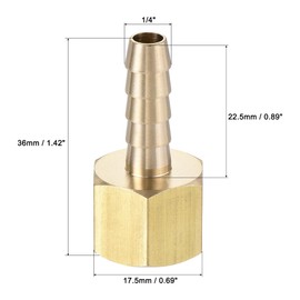 sourcing map Brass Barb Hose Fitting Connector Adapter 1/4 Barbed x 1/4NPT Female Pipe
