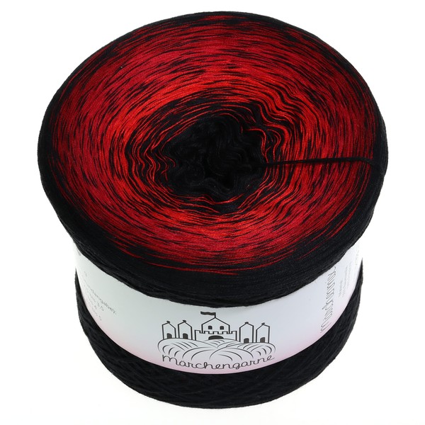LiLu‘s Fairytale Yarn with ‘Hellfire’ (Black and Red) Colour Gradient 300 g – 1140 m 4-Ply Bobbel Knitting/Crochet Wool