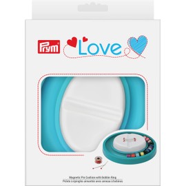 Prym Love Magnetic Pin Cushion with Bobbin Ring Pincushion, Turquoise & White