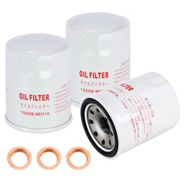 3 Pack Engine Oil Filter 15208-9E01A with Drain Plug Washer 11026-JA00A Fits for Nissan Altima Armada Frontier GT-R Maxima NV Pathfinder Quest Sentra Titan Xterra Replaces# 15208-31U0D, 15208-31U0C