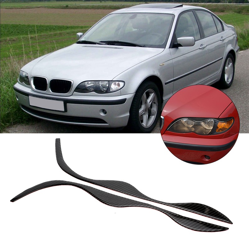 Carbon Fiber Headlight Eyebrows Trim Sticker Fits for E46 323i