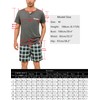 Bresdk Men's Short Cotton Pyjamas with 2 Buttons Checked Summer