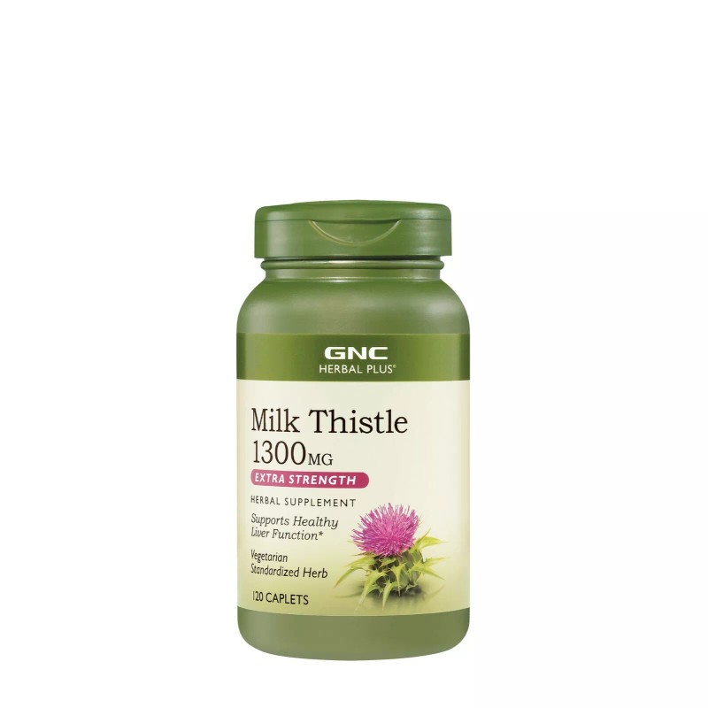 GNC Herbal plus Milk Thistle 1300mg Extra Strength 120 Caplets