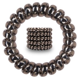 Specora - Spiral Hair Scrunchies Pack of 5 - 5 cm TPU Anthracite - Phone Cable Hair Bobbles Made of TPU - Elastic Hair Bobbles for Women & Girls - No Pulling, Less Hair Breakage & Tangling