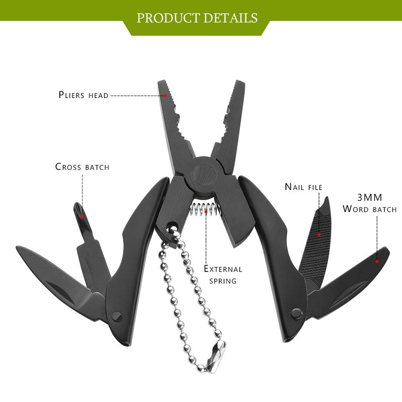 Portable Multitool Pliers Mini Folding Pliers for Business Gift/Outdoor Black