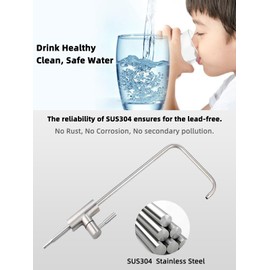 Bifordo Drinking Water Tap,Lead-Free Water Filter Tap,Easy to Install Reverse Osmosis Tat for Kitchen Bar Sink,Brushed Nickel SUS304 Stainless Steel