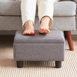 BAKSEA Small Foot Stool Under Desk Foot Stools Ottoman Footstool Foot Stools Small Footstools Foot Stool for Living Room Foot Rest 15" W x 12" D x 9.5" H Linen Dark Grey