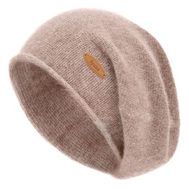 Slouchy Knit Beanie Hats for Women Winter Warm Cashmere Knitted Wool Hats Soft Ski Cap Ladies Beanies Chemo Hat(Small, Khaki)