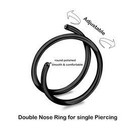 Defrsk 5 Pcs 20G Double Nose Rings for Women Thin Nose Rings Hoop Spiral Nose Rings Single Piercing