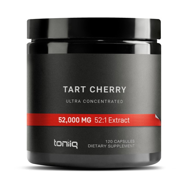 Toniiq Ultra High Strength Tart Cherry Capsules - 52,000mg 52x Concentrated Extract - Highly Concentrated and Bioavailable - 120 Capsules