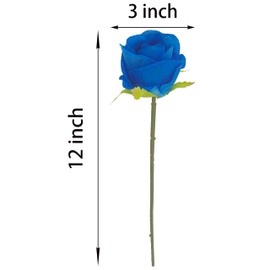 ARTIFIPLANT Fake Blue Flower Heads for Craft,3.0'' Blue Rose Heads Artificial Flowers,54 Pcs Silk Rose Heads Bulk,Satin Rose Heads with Stems for DIY Flower Well,Crafts Bouquest (54, Blue)