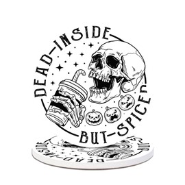 Car Cup Holder Coaster - Funny Skull Drink 2 Pack for Absorbent Cup Holders,Universal Anti Slip Insert Absorbent Ceramic Car Cup Holder Coaster with A Finger Notch