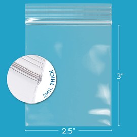 GPI - Pack of 200, 2.5" x 3" 2 mil Thick - Clear Plastic RECLOSABLE Zip Bags - Bulk, Strong & Durable Poly Bagies with Resealable Zip Top Lock for Travel, Storage, Packaging & Shipping
