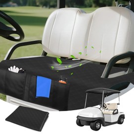 HUIJUTCHEN Golf Cart Seat Covers,Breathable Golf Cart Seat Towel Blanket for EZGO,Yamaha,Club Car Soft Seat Cover with 4 Front Pockets & Nonskid Bottom for Golf Decorations Accessories