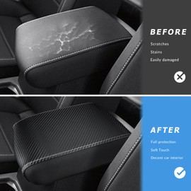 INTGET Center Console Cover for VW Volkswagen Tiguan Accessories 2019 2020 2021 2022 2023 2024 &Taos 2022-2023 2024 Car Armrest Cover Middle Seat Box Cover Elbow for Car (Carbon Fiber Texture)