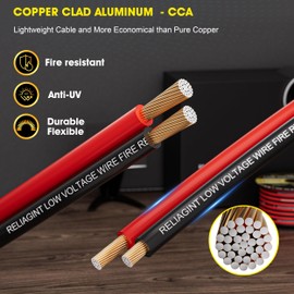 12 Guage 30FT Electric Wire for Low Voltage Application, LED, RV and Various Use, Red and Black Flexible Cable 2C/12AWG