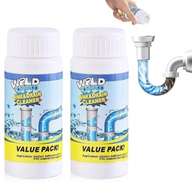 2PCS Wild Tornado Pipe Dredge, Wild Tornado Sink and Drain Cleaner, Drain Cleaner Powder for Kitchen Toilet Pipeline Quick Cleaning Tool (2, A)