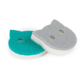 Beldray LA075710EU7 Plus Cat Pet Bowl Sponges | Super Tough | Double-Sided | Ergonomic Shape | Pack of 2, Polyester