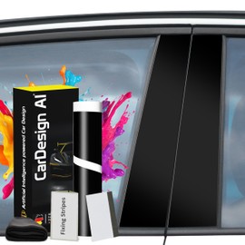 Decorative Trim for Mercedes C-Class W202 1993-2000 (5-Door, Saloon): Paint Protection Film for B-C Pillar Cover Left / Right Front Door / Rear Door (Black Gloss)