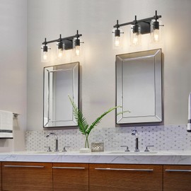 SOLFART 3 Lights Black Vanity Lights for Bathroom Wall Light Fixtures Bathroom Light Fixtures Over Mirror Bathroom Vanity Light Black