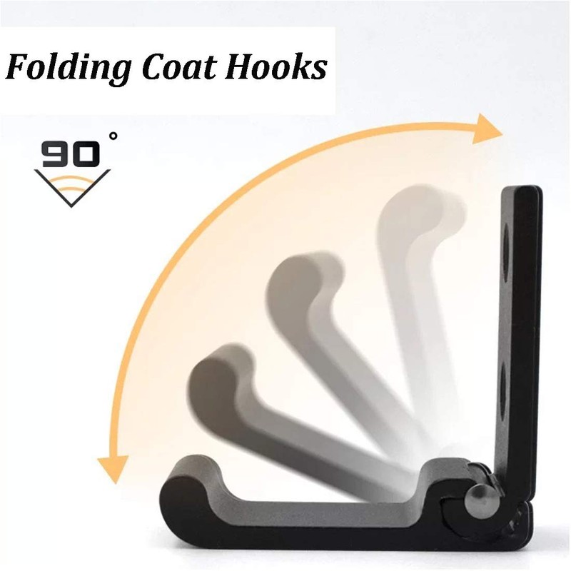 Folding Coat Hooks, Matte Black Wall Hooks for Hanging Coats