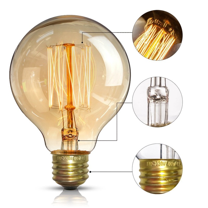 CTKcom Vintage Edison Bulb(4 Pack)- Antique Incandescent Bulbs Dimmable 40W
