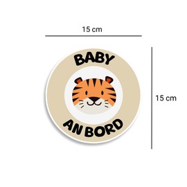 Baby on Board Sticker Car - Little Tiger 15 x 15 cm, Durable & Waterproof Baby on Board Sticker Car, German Car Sticker Safety Signal for Warning of Drivers