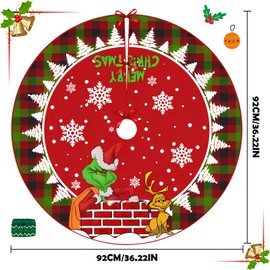 Lets Joy Christmas Tree Skirt, Green Christmas Tree Skirt, Christmas Tree Blanket, Cartoon Christmas Tree Blanket, Round, Christmas Holiday Christmas Decoration, Home Decoration, Diameter 92 cm