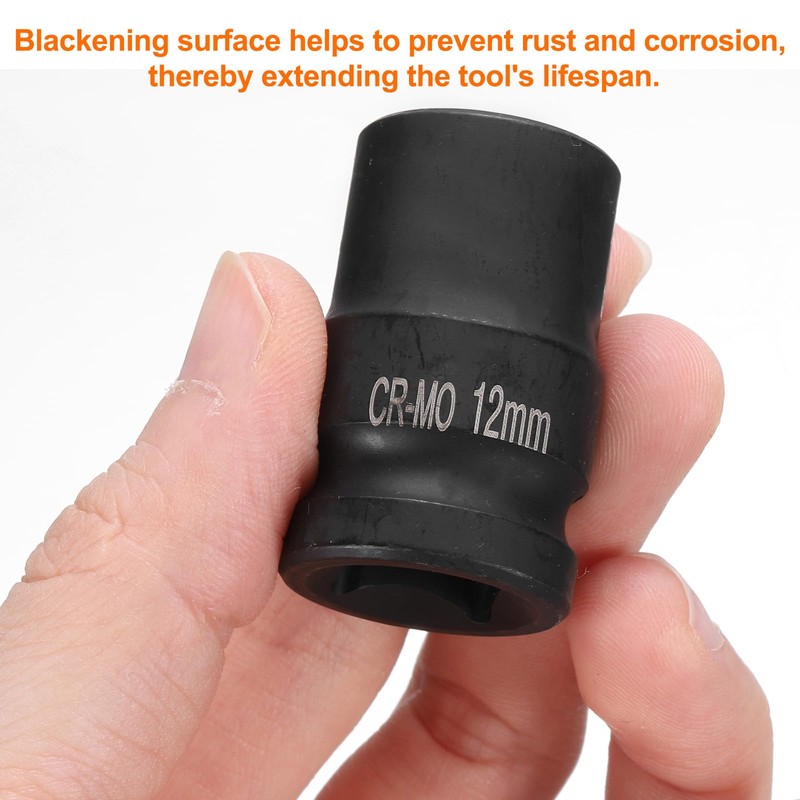 sourcing map 2pcs 4 Point Square Socket 1/2" Drive 12mm
