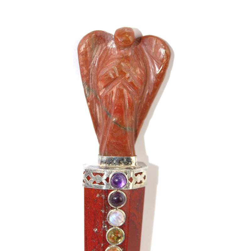 Jet International Red Jasper Angel Chakra Wand Stick Approx. 5.5
