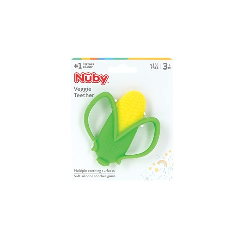 Nuby Mordedor Vegetal de Silicona, sin BPA, 3M, maíz