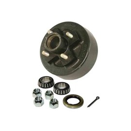 RIGID HITCH INCORPORATED Trailer Hub and Drum Assembly W/EZ Lube Grease Cap & Plug, 4 On 4" Bolt Circle, 1,250lb Capacity for 1" Straight Spindles (HD-700A-04-EZ)