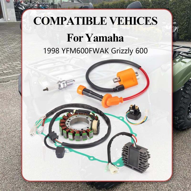 Stator & Relay Ignition Coil Regulator Rectifier w/Gasket for Yamaha