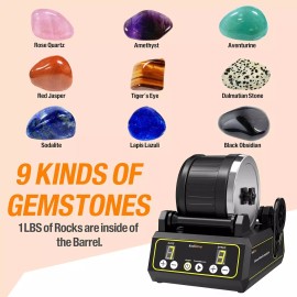 KoolStone Large 2.5LB Professional Rock Tumbler Kit 3-Speed Motor & 9-Day Timer Rubber B