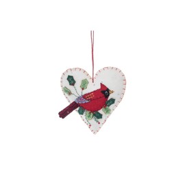 C&F Home Felt Cardinal Heart Rustic Christmas Decor Decoration Ornament 3.93" x 3.93" Red