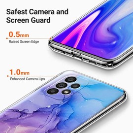 Rockdex Oppo A98 Case Purple Marble styel Print on Soft Clear TPU Frame Cover Shockproof Protection (case for Oppo A98)