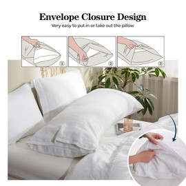 Simple&Opulence Body Pillow Cover 20" x 54",100% Pure Linen, Ultra Soft and Breathable, Body Pillowcase with Envelope Closure for Adults(White)