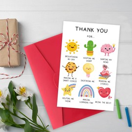 MOROLURU Funny Thank You Card for Teacher, Cute Daycare Teacher Appreciation Cards Gifts for Men Women, Thank You for Helping Me Grow Card from School Kids Students with Envelopes