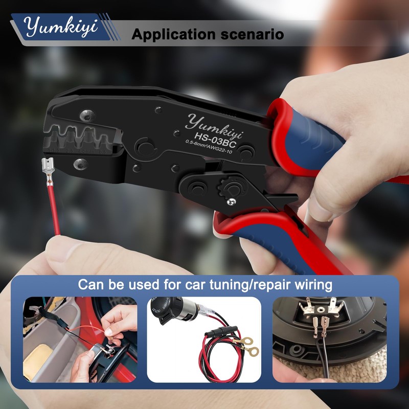 Yumkiyi Crimping Tool for Non-Insulated Open Barrel Terminals, AWG22-10 -