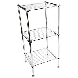 Organize It All 3 Tier Chrome Freestanding Bathroom Storage Shelf , 12.25 x 13 x 29.75 in