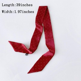 Samiwey Rhinestone Embellished Long Neckerchief Solid Color Skinny Scarf Ribbon Neck Choker Handbag Wrap Handle Belt (burgundy)