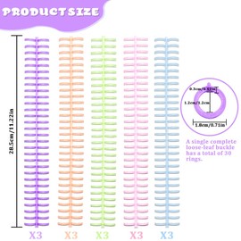 SLTAXAR Pack of 15 Books Rings Plastic Binder Ring for Loose Sheets Binding Spine Rings Loose Leaf Book Rings Book Rings 12 mm Binder Ring 85 Sheets Capacity for DIY Paper Notebook Album Scrapbook