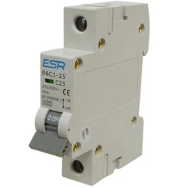 Type C MCB Circuit Breaker, Single Pole, Din Rail Mount, 6kA | 6A-63A Options (25 Amp)
