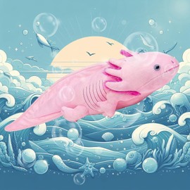 Tiny Heart Axolotl Soft Toy Plush Toy 84 cm / 33 Inch Realistic Axolotl Plush Toy Beautiful Animal Cute and Soft Gifts Plush Axolotl for Children Boys and Girls Axolotl Toy Pink