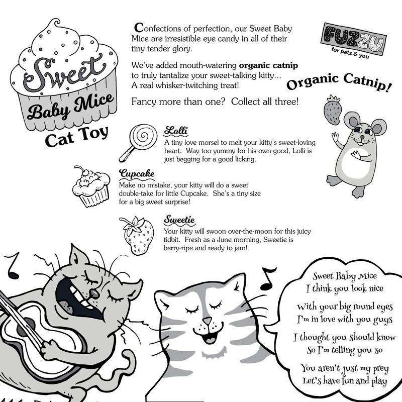 FUZZU Sweet Baby Mice, Mouse Cat Toy in with Organic