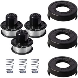 Trimmer Spools for Black and Decker RS-136 Weed Eater GE600 CST800 ST1000 ST4000 ST4500 ST6800 RS-136 with 20ft 0.065" String Trimmer Refills Parts Auto-Feed,RS-136-BKP Replacement Spool (3 Pack)