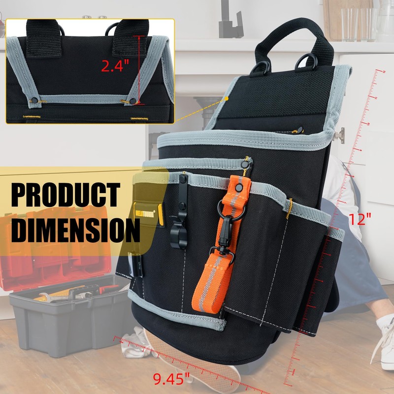 MELOTOUGH Electrician Tool Pouch with Shoulder Strap, Multiple Pocket Tool